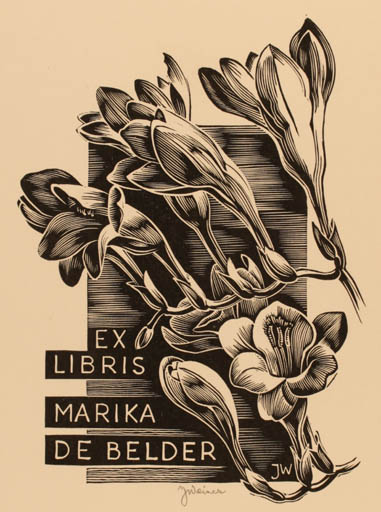 Exlibris by Josef Weiser from Czechoslovakia for Marika Belder - Flower Flora 