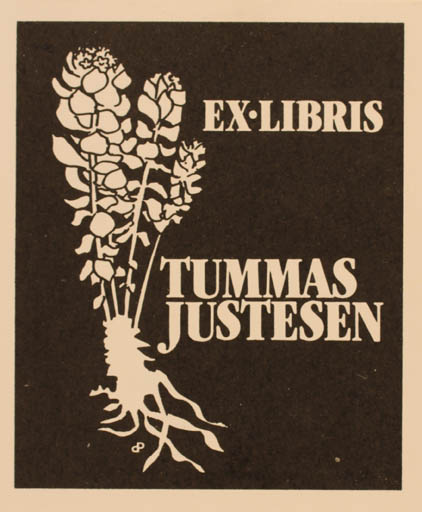 Exlibris by Per Christensen from Denmark for Tummas Justesen - Flower Flora 