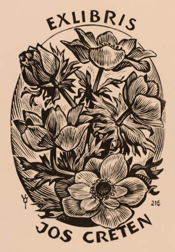 Exlibris by Frank-Ivo van Damme from Belgium for Jos Creten - Flower Flora 