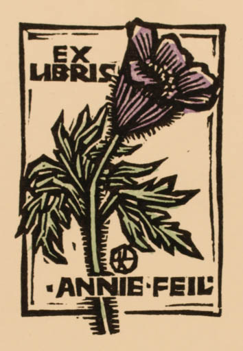 Exlibris by Otto Feil from Austria for Annie Feil - Flower Flora 