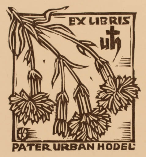 Exlibris by Otto Feil from Austria for ? ? - Flower Flora 