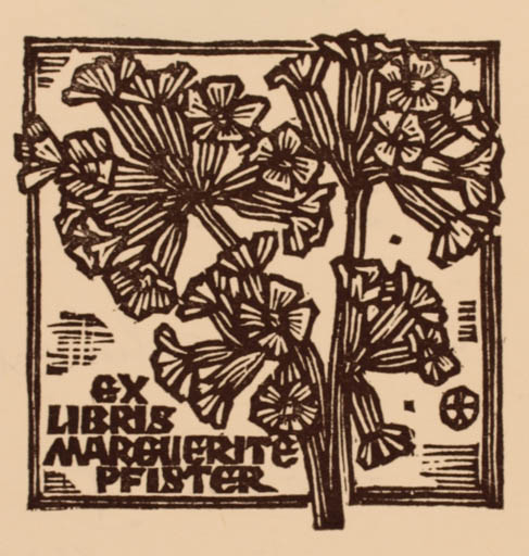 Exlibris by Otto Feil from Austria for Marguerite Pfister - Flower Flora 