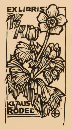 Exlibris by Otto Feil from Austria for Klaus Rödel - Flower Flora 