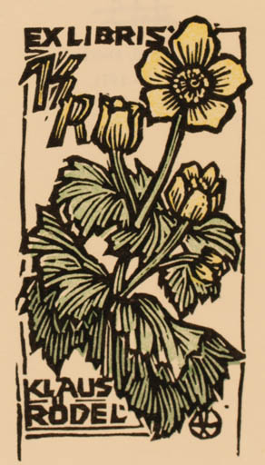 Exlibris by Otto Feil from Austria for Klaus Rödel - Flower Flora 