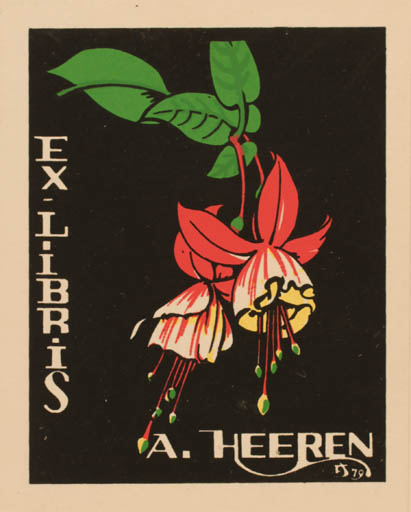 Exlibris by Eduardo Dias Ferreira from Portugal for Agatha Heeren - Flower Flora 