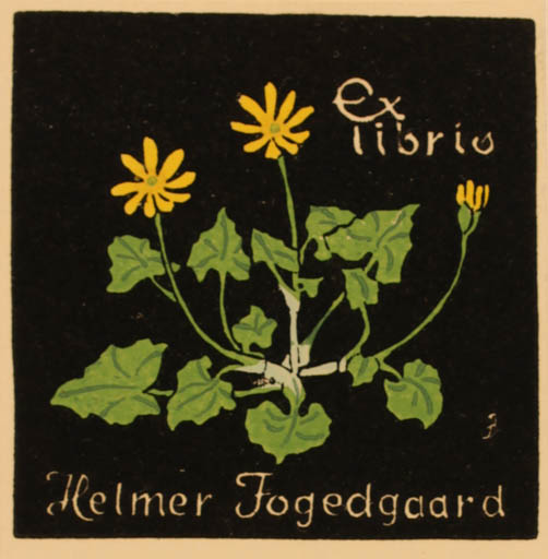 Exlibris by Jørgen Jensen from Denmark for Helmer Fogedgaard - Flower Flora 