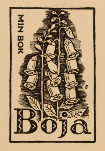 Exlibris by Albert Jaern from Norway for Borghild Johannesen - Flower Flora 