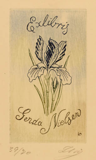 Exlibris by Lorentz May from Denmark for Gerda Nielsen - Flora 