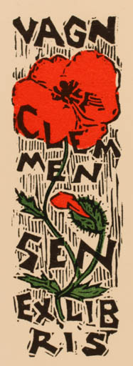 Exlibris by Tibor Moskal from Hungary for Vagn Åge Clemmensen - Flower Flora 