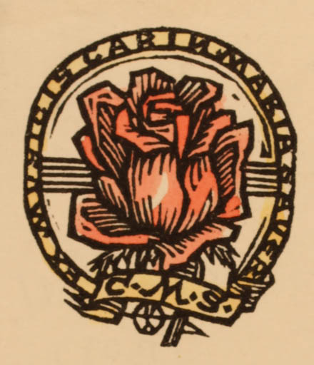 Exlibris by Otto Feil from Austria for Carin Maria Sauer - Flower Flora 