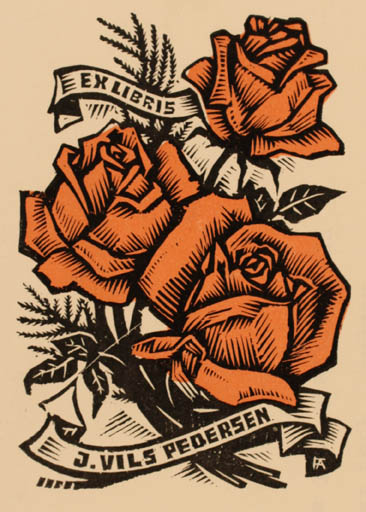 Exlibris by Antal Fery from Hungary for Jørgen Vils Pedersen - Flower Flora 