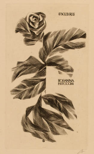 Exlibris by Wojciech Jakubowski from Poland for Rosanna Betocghi - Flower Flora 