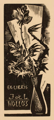 Exlibris by Jozsef Menyhart from Hungary for J. L. Hollos - Flora 