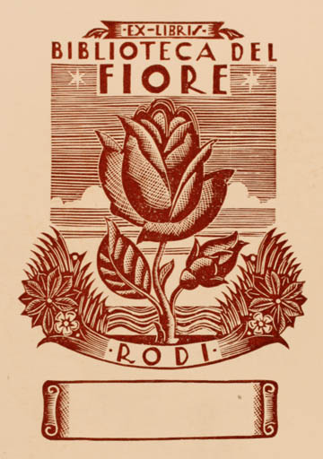 Exlibris by Giuseppe Mirabella from Italy for Biblioteca del Fiore - Flower Flora 