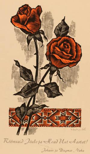 Exlibris by Johann Naha from Germany for Johann ja Dagmar Naha - Flower Flora 