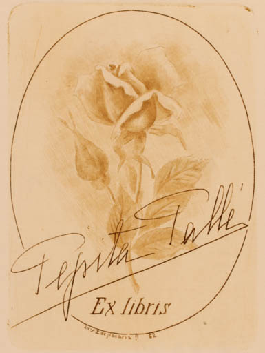 Exlibris by L.E. de Narvarra from Spain for Pepita Palle - Flower Flora 