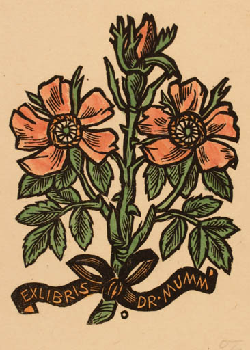 Exlibris by Herbert S. Ott from Germany for Dr. Martin Mumm - Flower Flora 