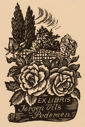 Exlibris by Edmund Peter from Denmark for Jørgen Vils Pedersen - Flora 