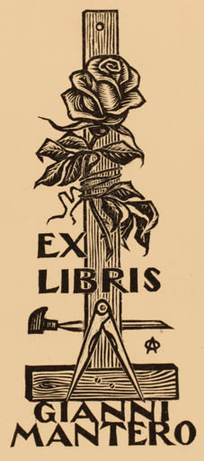 Exlibris by O Pinnell from Spain for Gianni Mantero - Flower Flora 