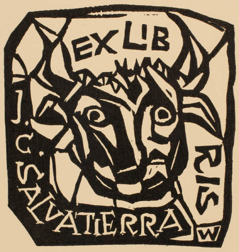 Exlibris by Remo Wolf from Italy for Julio- Cesar Salvatierra - Fauna Text/Writing 