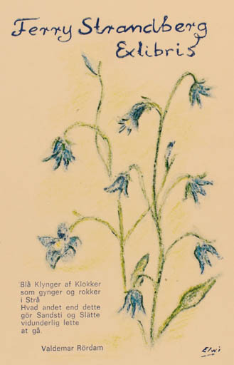 Exlibris by Börge Elwi Carlson from Sweden for Ferry Strandberg - Flower Flora 