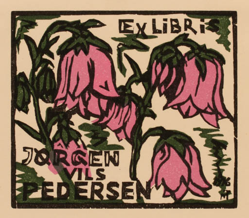 Exlibris by Tibor Moskal from Hungary for Jørgen Vils Pedersen - Flower Flora 