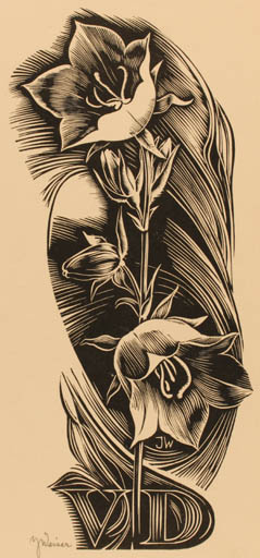 Exlibris by Josef Weiser from Czechoslovakia for Vladimir Dunek - Flower Flora 