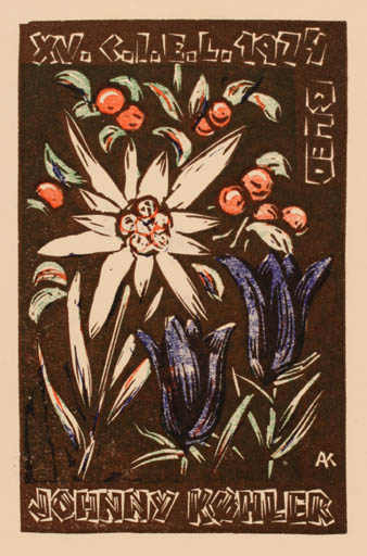 Exlibris by Kàroly Andrusko from Yugoslavia for Køhler Johnny - Flower Flora 