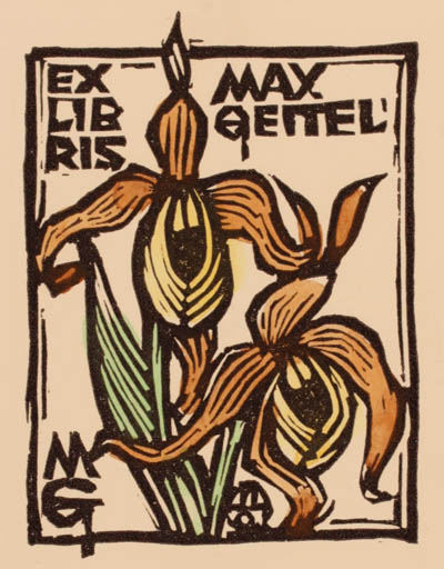 Exlibris by Otto Feil from Austria for Max Qeitel - Flower Flora 