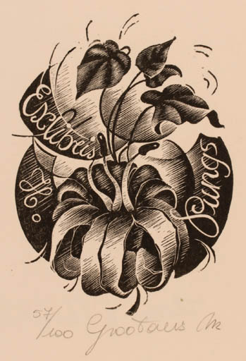 Exlibris by Marianne Grootaers from Belgium for Hildegard Pungs - Flower Flora 