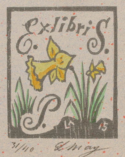 Exlibris by Lorentz May from Denmark for ? ? - Flower Flora 