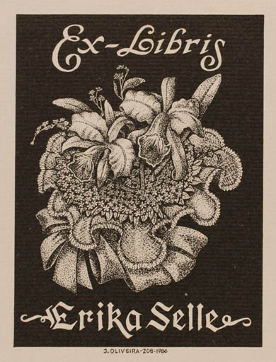 Exlibris by Jorge Oliveira from Argentina for Erika Selle - Flora 