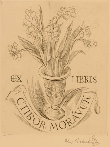 Exlibris by Jaroslav Vodrazka from Czechoslovakia for C. Tibor Morávek - Flower Flora 