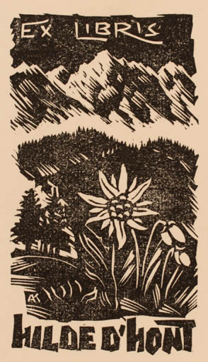 Exlibris by Kàroly Andrusko from Yugoslavia for Hilde D´Hont - Mountain Flower Flora 