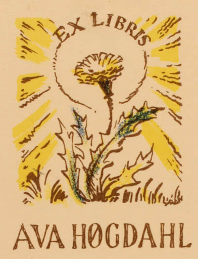 Exlibris by Knut Yran from Norway for Ava Høgdahl - Flower Flora 