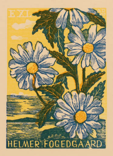 Exlibris by Antonin Dolezal from Czechoslovakia for Helmer Fogedgaard - Flower Flora 