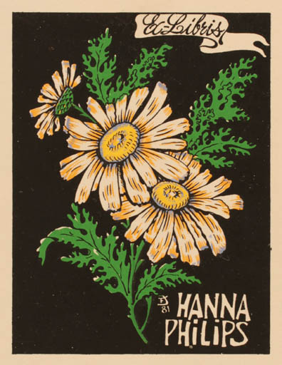 Exlibris by Eduardo Dias Ferreira from Portugal for Hanna Philips - Flower Flora 