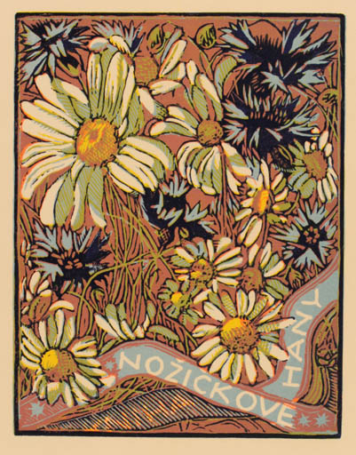 Exlibris by Anna Mackova from Czechoslovakia for Hany Nozickove - Flower Flora 