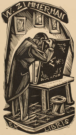 Exlibris by Remo Wolf from Italy for W. Zimmermann - Book Interior Man 