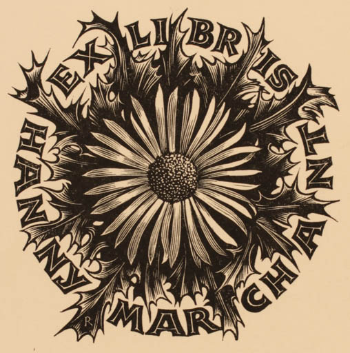 Exlibris by Pam Georg Rueter from Netherland for Hanny Marchant - Flower Flora 