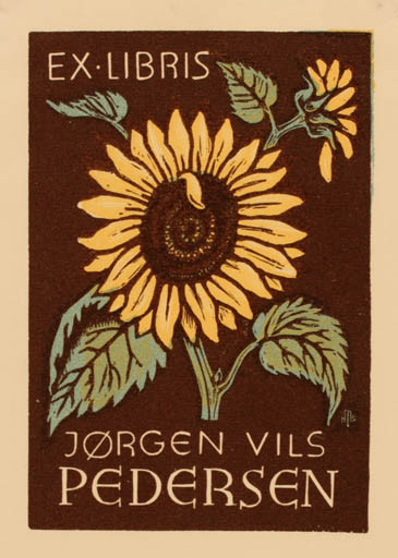 Exlibris by Hans Michael Bungter from Germany for Jørgen Vils Pedersen - Flower Flora 