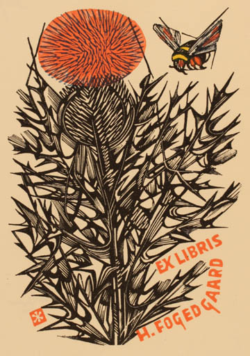 Exlibris by Frantisek Belohlavek from Czechoslovakia for Helmer Fogedgaard - Flora Insect 