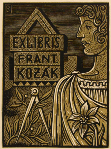 Exlibris by Jozka Baruch from Czech Republic for Frantisek Kozak - Classical antiquity 