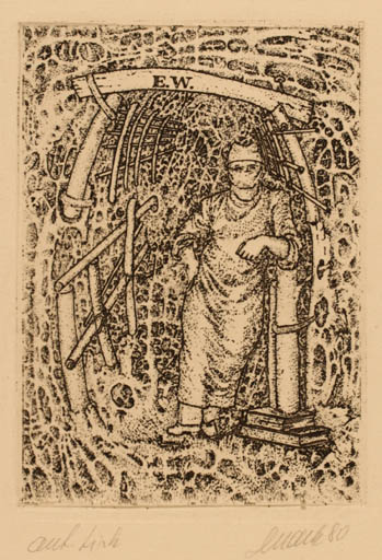 Exlibris by Josef Dudek from Czechoslovakia for E. W. - Medicine Man 