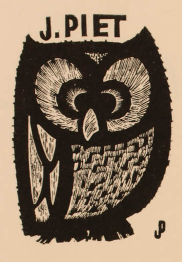 Exlibris by Piet Janssens from Belgium for Piet Janssens - Owl 