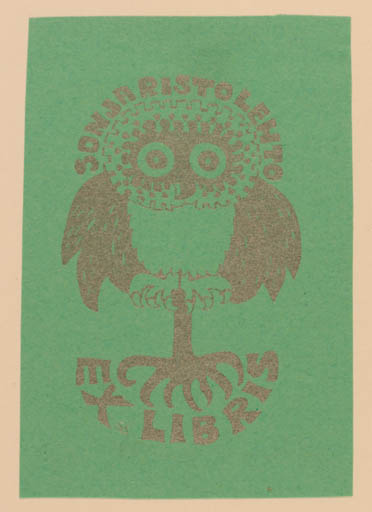 Exlibris by Sonja Lehto from Finland for Sonja Lehto - Owl 