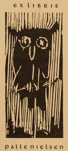 Exlibris by Palle Nielsen from Denmark for Palle Nielsen - Owl 