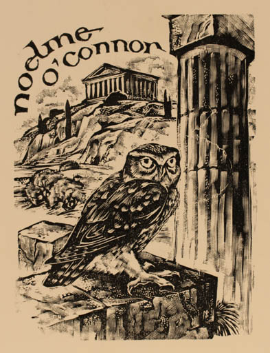 Exlibris by Leslie Benenson from Great Britain for N O´Connor Boyd - Classical antiquity Owl 