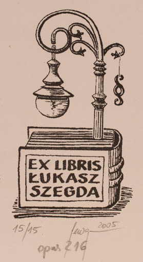 Exlibris by Malgorzaty Seweryn from Poland for Lukasz Szegda - Book Law 