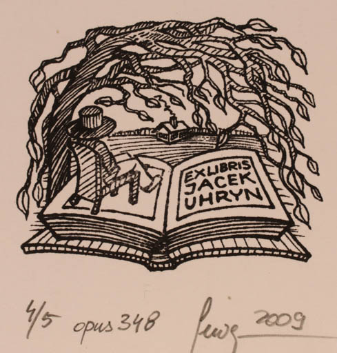 Exlibris by Malgorzaty Seweryn from Poland for ? Uhryn Jacek - Book Man Tree 